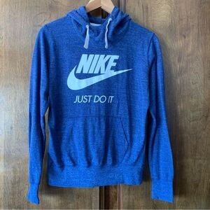 Nike Blue Heather Pullover Hoodie with White Logo